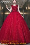 Red Shiny Quinceanera Dress Sleeveless Party Dress Elegant V-neck Ball Gown Vintage Prom Gowns Formal Robe De Bal Customize