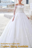 wedding dress one shoulder long sleeve applique belt decoration bridal dresses simple retro atmosphere lace big ski