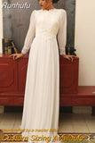 Elegant Muslim Boho Wedding Dress 2023 Long Sleeves High Neck Vintage Bridal Dress Lace Appliques Vestido De Noiva