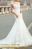 Lace Sweetheart Wedding Gown Mermaid 2023 Sexy Illusion Applique Bride Dress For Women Button Pleats Vestido De Novia