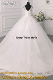 Novias Fashion Simple White Ivory Wedding Dresses Plus Size Diamond sequin Beading Lace Edge Train Dresses For Brides Gowns