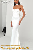 White Mermaid Wedding Dresses Elegant Strapless Satin Long Bridal Gowns Boho Beach Evening Wedding Prom Gowns Custom Size