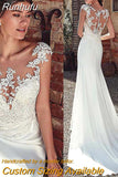 Mermaid Applique Lace Wedding Dress Women 2023 New Appliquéd Illusion Boho Bridal Dress Vestido De Novia Customized Robe