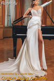 Elegant Mermaid Wedding Dresses Spaghetti Straps Beadings Bridal Gowns Boho Beach Evening Wedding Prom Gowns Custom Size