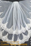 Layer Short Wedding Velo De Novia White Ivory Tulle Bride Veil Lace Edge Cheap Voile Mariage Welon Accessories Hot In Stock