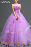 New Flower Quinceanera Dresses Sexy Strapless Party Prom Dress Plus Size Ball Gown Vestidos De 15 Custom Made Robe De Bal