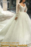 Ladies V Neck Plus Size Vestido De Noiva 2023 Wedding Dress Custom Luxury Bridal A Collection Appliqué Lace Long Sleeve