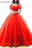 Shoulder Quinceanera Sweet 16 Dress Ball Gown Prom Gown Handmade Floral Vestido De Festa Debutante Gowns Evening Party