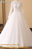 NICEB Robe De Mariee Wedding Dress Lace Applique Luxury A Line Bling Beading Long Sleeves Bride Ball Gown Custom Princess